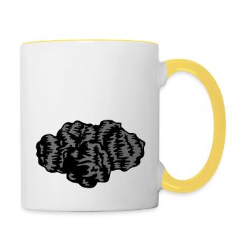 Viele Kohle Stuecke - Tasse zweifarbig - Weiß/Gelb - Rechts
