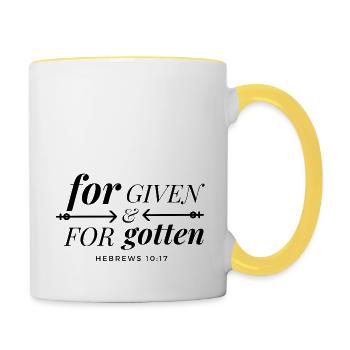 pardonné et oublié - Mug contrasté - blanc/jaune - Droite