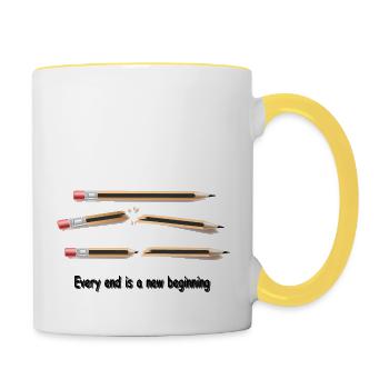 End and beginning - Contrasting Mug - white/yellow - Right