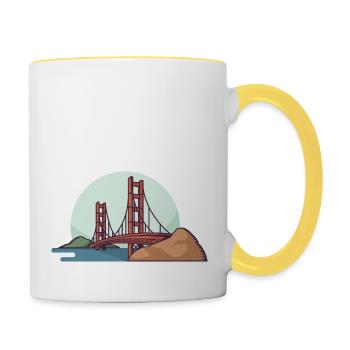 Golden Gate Bridge - Tasse zweifarbig - Weiß/Gelb - Rechts