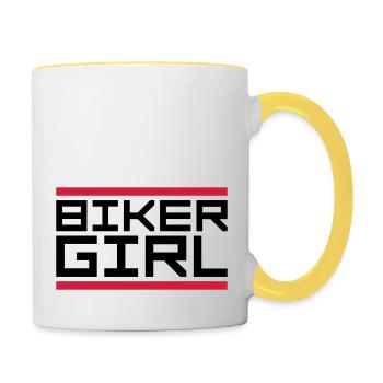 Motard à logo bar - Mug contrasté - blanc/jaune - Droite