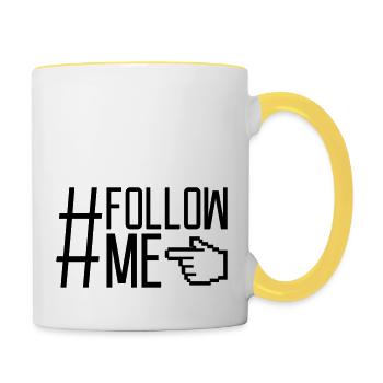 Pointeur de la main suivre - Mug contrasté - blanc/jaune - Droite
