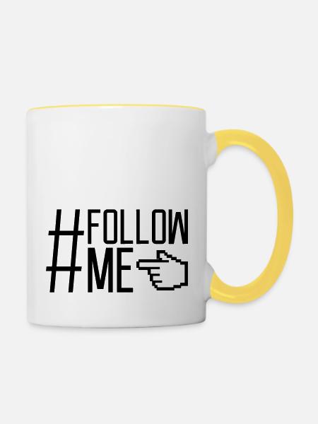 Hand Zeiger Follow - Tasse zweifarbig - Weiß/Gelb