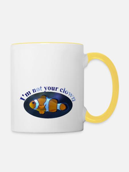 Clown - Tasse zweifarbig - Weiß/Gelb