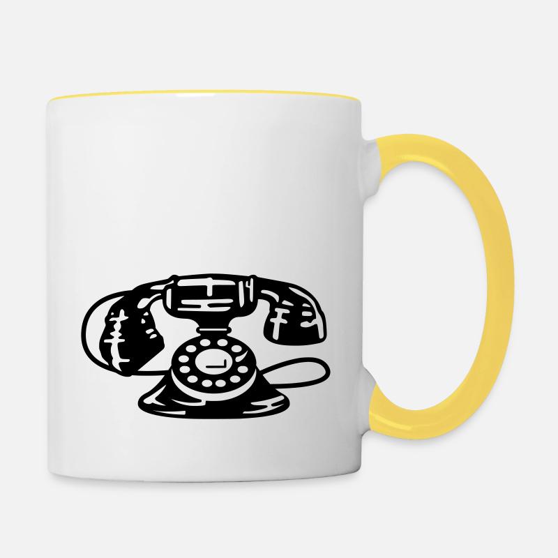 Old Phone - Contrasting Mug - white/yellow