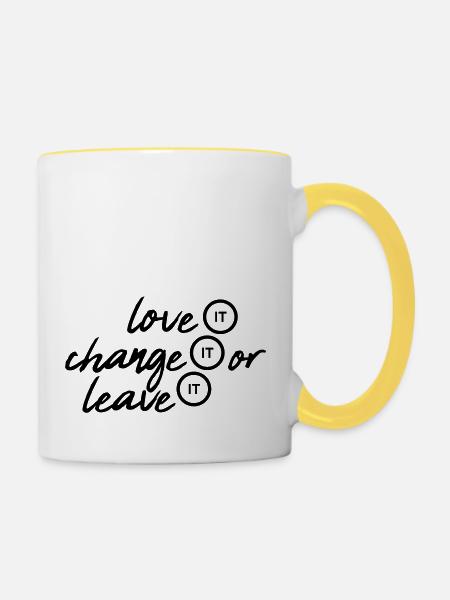 Love it change - Tasse zweifarbig - Weiß/Gelb