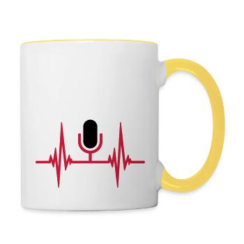 Herzschlag Puls Mikrofon - Tasse zweifarbig - Weiß/Gelb - Rechts