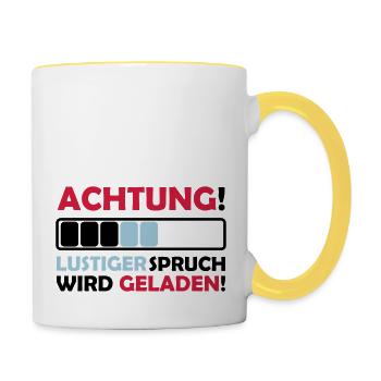 lustiger spruch - Tasse zweifarbig - Weiß/Gelb - Rechts
