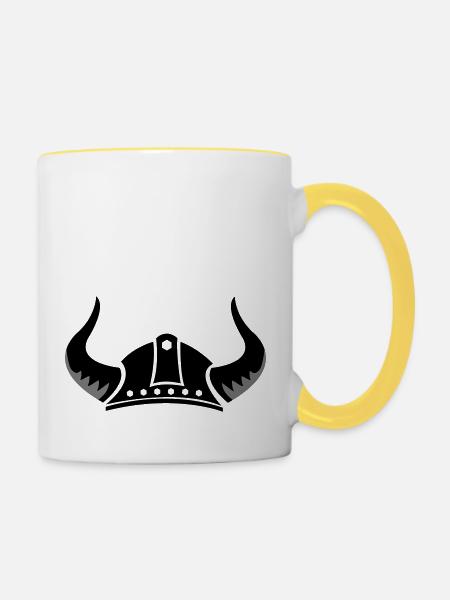 wikinger helm - Tasse zweifarbig - Weiß/Gelb