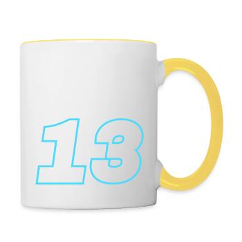 13 symbole de nombre - Mug contrasté - blanc/jaune - Droite