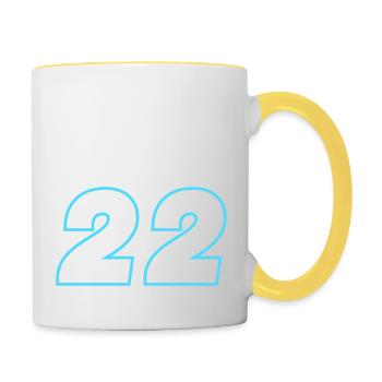 22 symbole de nombre - Mug contrasté - blanc/jaune - Droite