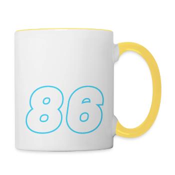 86 Zahl Symbol - Tasse zweifarbig - Weiß/Gelb - Rechts