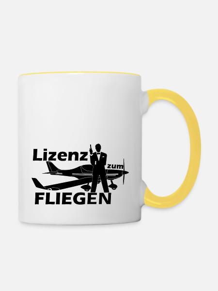 lizenz motorflug - Tasse zweifarbig - Weiß/Gelb