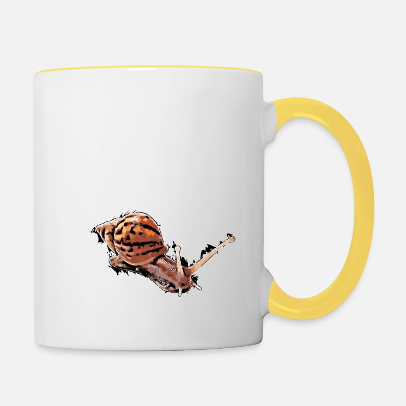 snail with dots - Contrasting Mug - white/yellow