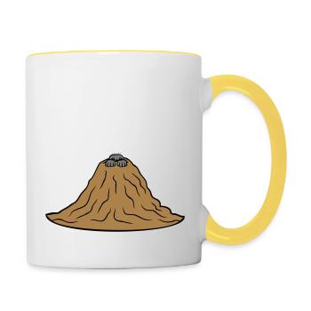 Maulwurf Hügel Berg - Tasse zweifarbig - Weiß/Gelb - Rechts