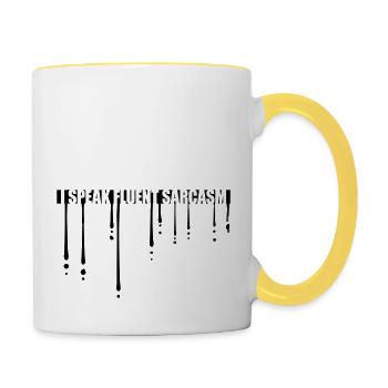 Graffiti Tropfen Sarkasmus - Tasse zweifarbig - Weiß/Gelb - Rechts