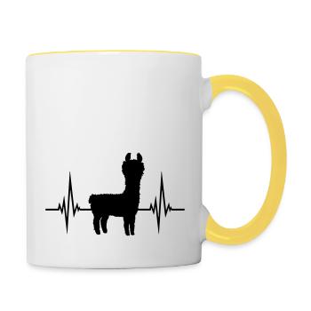 Puls Lama Herzschlag - Tasse zweifarbig - Weiß/Gelb - Rechts