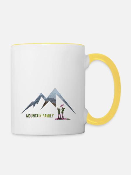 Bergfamilie - Tasse zweifarbig - Weiß/Gelb
