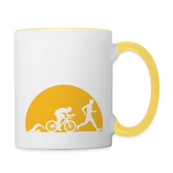 Sonne Sport Triathlon - Tasse zweifarbig - Weiß/Gelb - Rechts