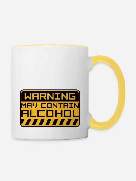 Warning May Contain Alcohol - Tasse zweifarbig - Weiß/Gelb