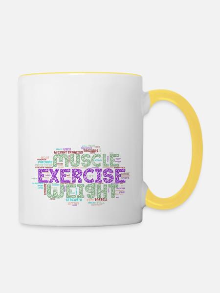 muscle exercise weight - Tasse zweifarbig - Weiß/Gelb