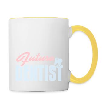 Futur dentiste Génial Dentiste T-Shirt Présent - Mug contrasté - blanc/jaune - Droite