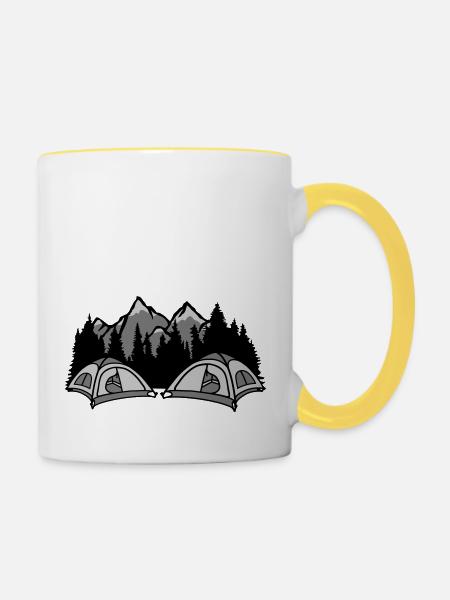 Wald Camper draußen leben - Tasse zweifarbig - Weiß/Gelb