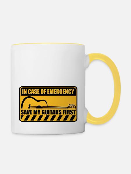 Save My Guitars First - Tasse zweifarbig - Weiß/Gelb