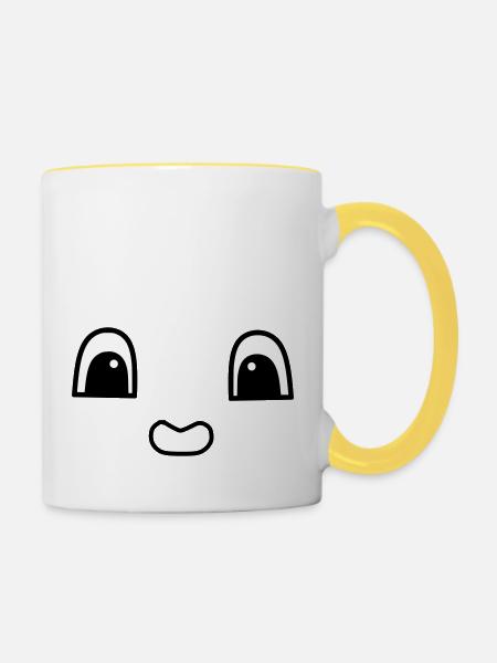 Cute face - Tasse zweifarbig - Weiß/Gelb
