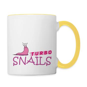 Muddy run shirt mud obstacle race ocr Team Snail - Contrasting Mug - white/yellow - Right