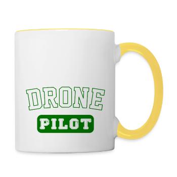 Drohnen Pilot - Vintage Badge Geschenk - Tasse zweifarbig - Weiß/Gelb - Rechts