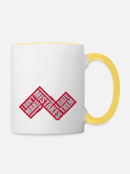Date Mistakes Zitat Logo - Tasse zweifarbig - Weiß/Gelb