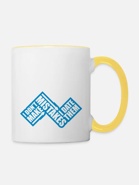 Date Mistakes Zitat Logo - Tasse zweifarbig - Weiß/Gelb