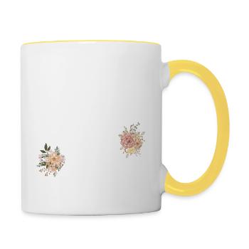 Blumen zum 57-jährigen Jubiläum (Geschenk von 57 Jahren) - Tasse zweifarbig - Weiß/Gelb - Rechts