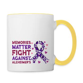 Alzheimer's Disease Brain Forgotten Forgetful - Contrasting Mug - white/yellow - Right