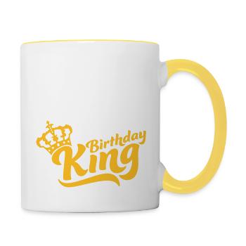 Birthday King Krone Logo - Tasse zweifarbig - Weiß/Gelb - Rechts
