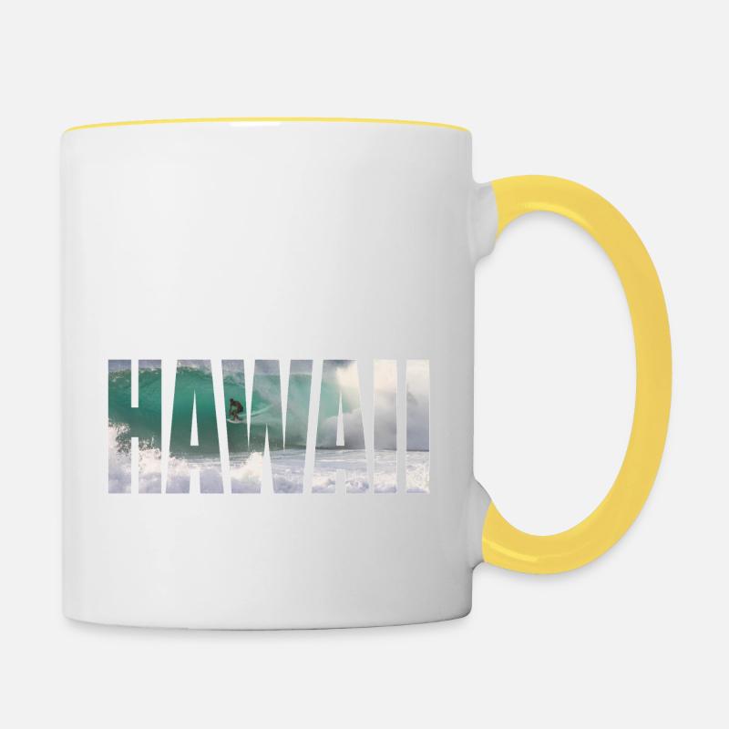 hawaii surfing - Tasse zweifarbig - Weiß/Gelb