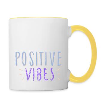 ondes positives - Mug contrasté - blanc/jaune - Droite