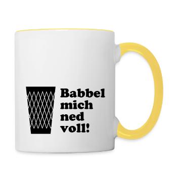 Geripptes Babbel mich ned voll! #FrankfurtShirts - Tasse zweifarbig - Weiß/Gelb - Rechts