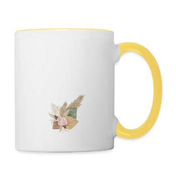Buchstabe W Blumen - Tasse zweifarbig - Weiß/Gelb - Rechts