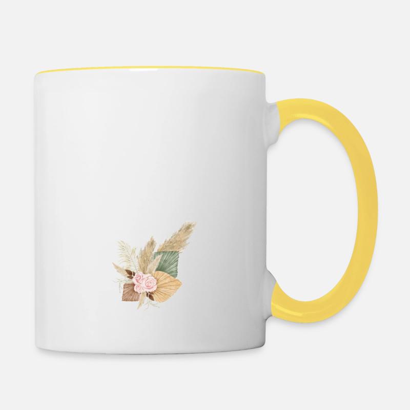 lettre W fleuris - Mug contrasté - blanc/jaune