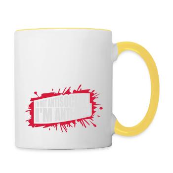 not antisocial anti stupid - Contrasting Mug - white/yellow - Right