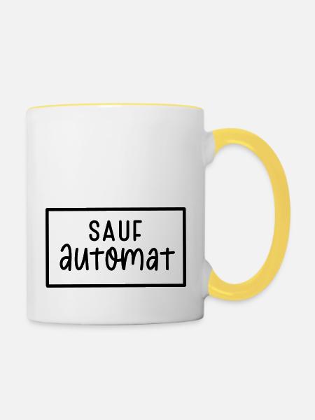 Sauf Automat - Tasse zweifarbig - Weiß/Gelb