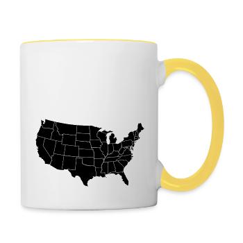 United States Of Amrica Black Patchwork Map - Contrasting Mug - white/yellow - Right