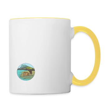 Gravel Bike See Rennrad Fahrrad lustige Geschenk - Tasse zweifarbig - Weiß/Gelb - Rechts