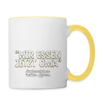 Oma Deutsch Lehrer Geschenk - Tasse zweifarbig - Weiß/Gelb - Rechts