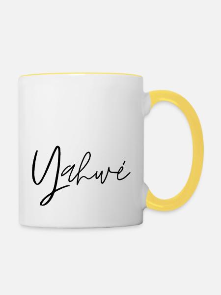 Jahwe - Ex 20/12 - Tasse zweifarbig - Weiß/Gelb