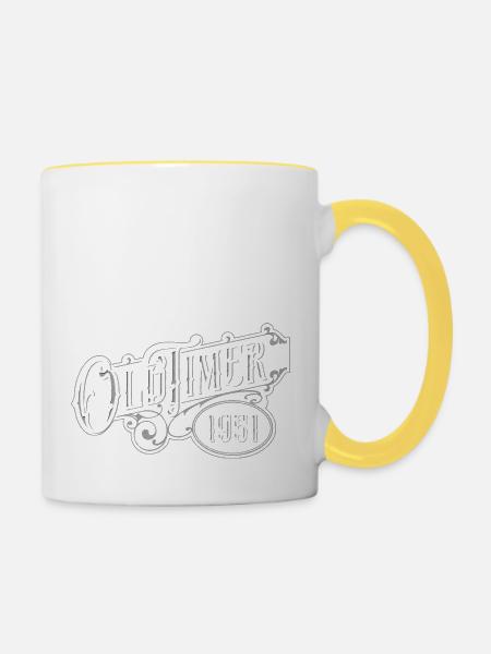 Oldtimer - Tasse zweifarbig - Weiß/Gelb