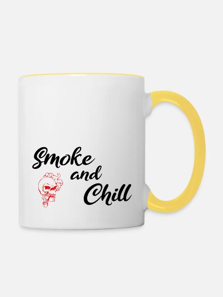 Smoke and Chill Black - Tasse zweifarbig - Weiß/Gelb