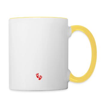 maman papa aussi il a un bébé - humour enfant - Mug contrasté - blanc/jaune - Droite